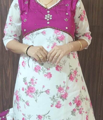 Premium Georgette Handwork Aline  Frocks