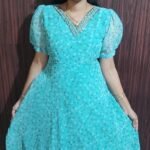 Premium Georgette Handwork Aline  Frocks